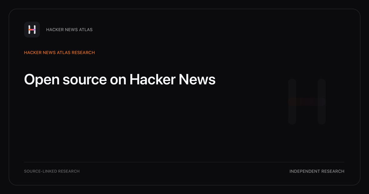Visual guide to Open source on Hacker News: How Open source changed in Hacker News story titles from 2007 through 2026, with annual title share, peak year, sources, and coverage limits.
