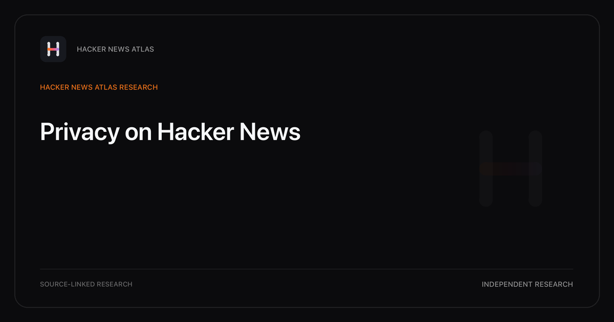 Visual guide to Privacy on Hacker News: How Privacy changed in Hacker News story titles from 2007 through 2026, with annual title share, peak year, sources, and coverage limits.
