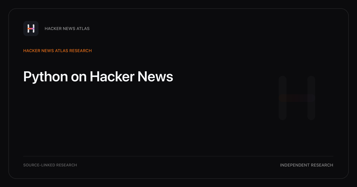 Visual guide to Python on Hacker News: How Python changed in Hacker News story titles from 2007 through 2026, with annual title share, peak year, sources, and coverage limits.