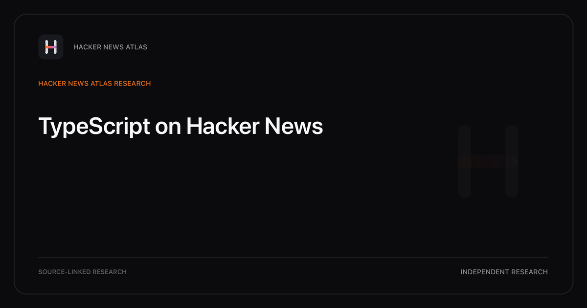 Visual guide to TypeScript on Hacker News: How TypeScript changed in Hacker News story titles from 2007 through 2026, with annual title share, peak year, sources, and coverage limits.