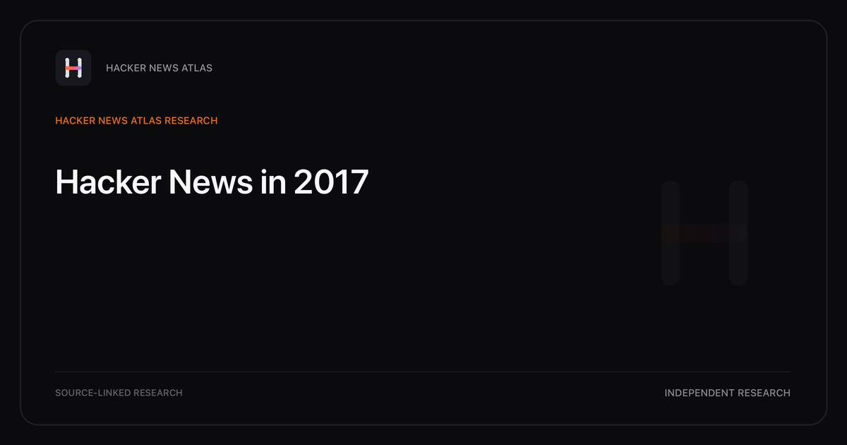 Visual guide to Hacker News in 2017: The strongest tracked Hacker News title themes in 2017, with annual shares and historical context.
